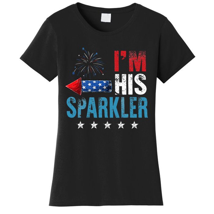 I'm His Sparkler His And Her 4th Of July Matching Couples Women's T-Shirt