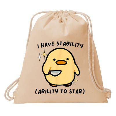 I Have Stability Ability To Stab Funny Cute Duck Drawstring Bag