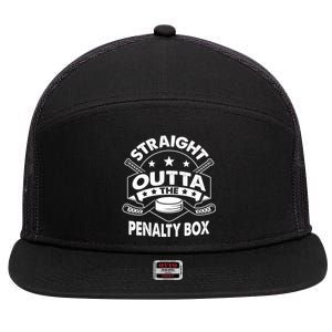 Ice Hockey Straight Outta Penalty Box Funny Meaningful Gift 7 Panel Mesh Trucker Snapback Hat