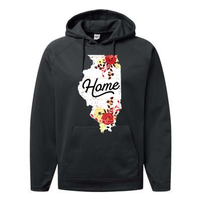 Illinois Home Shirts For Women Floral Illinois Performance Fleece Hoodie