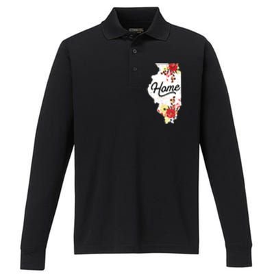 Illinois Home Shirts For Women Floral Illinois Performance Long Sleeve Polo