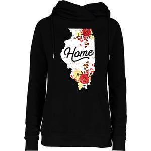 Illinois Home Shirts For Women Floral Illinois Womens Funnel Neck Pullover Hood