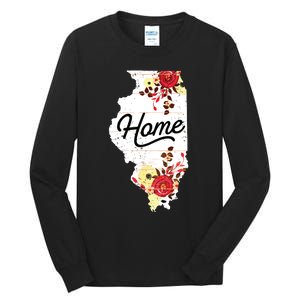 Illinois Home Shirts For Women Floral Illinois Tall Long Sleeve T-Shirt