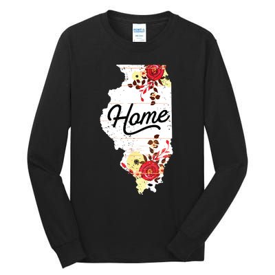 Illinois Home Shirts For Women Floral Illinois Tall Long Sleeve T-Shirt