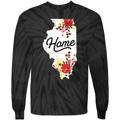 Illinois Home Shirts For Women Floral Illinois Tie-Dye Long Sleeve Shirt