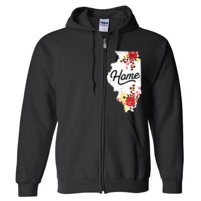 Illinois Home Shirts For Women Floral Illinois Full Zip Hoodie