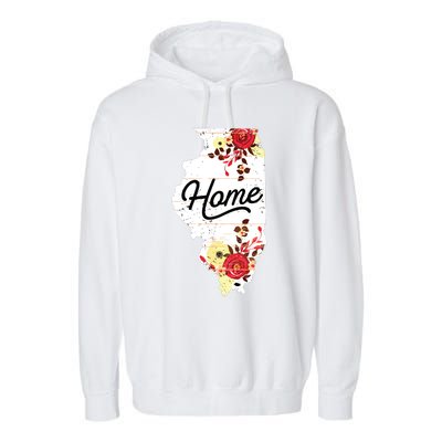 Illinois Home Shirts For Women Floral Illinois Garment-Dyed Fleece Hoodie