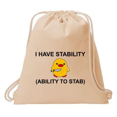 I Have Stability Ability To Stab Funny Cute Duck Funny Drawstring Bag