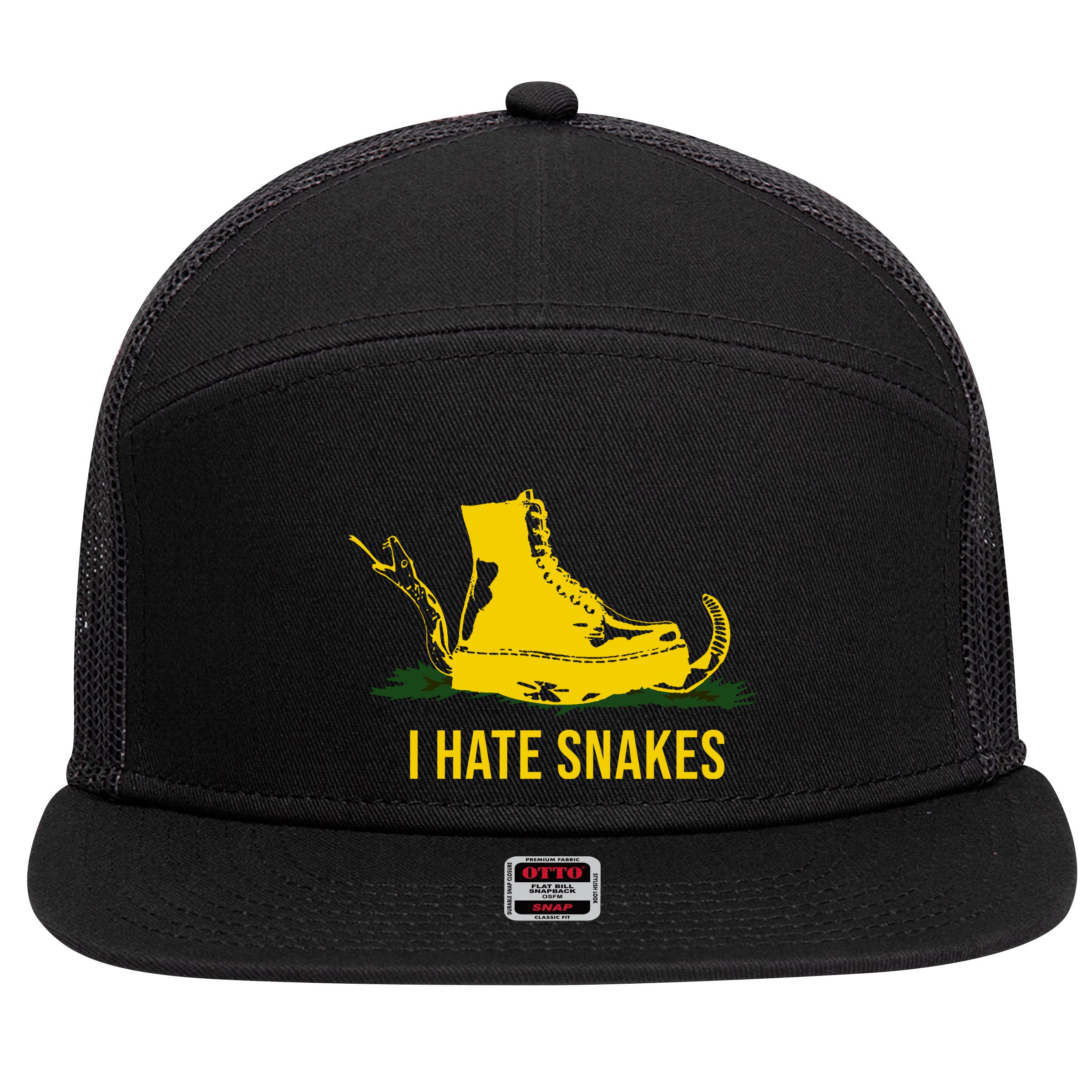 I Hate Snakes Don't Thread On Me Flag 7 Panel Mesh Trucker Snapback Hat