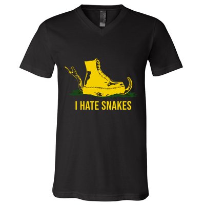 I Hate Snakes Don't Thread On Me Flag V-Neck T-Shirt