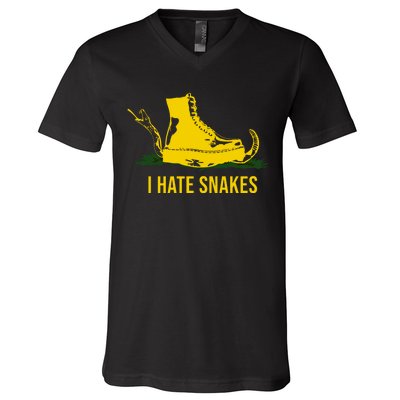 I Hate Snakes Don't Thread On Me Flag V-Neck T-Shirt