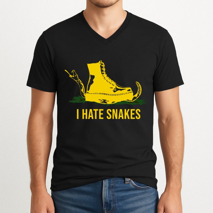 I Hate Snakes Don't Thread On Me Flag V-Neck T-Shirt