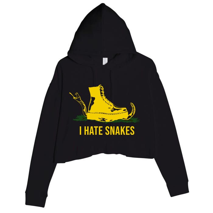 I Hate Snakes Don't Thread On Me Flag Crop Fleece Hoodie