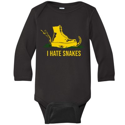 I Hate Snakes Don't Thread On Me Flag Baby Long Sleeve Bodysuit