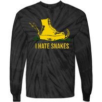 I Hate Snakes Don't Thread On Me Flag Tie-Dye Long Sleeve Shirt