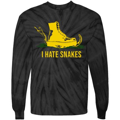 I Hate Snakes Don't Thread On Me Flag Tie-Dye Long Sleeve Shirt