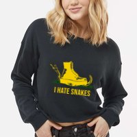 I Hate Snakes Don't Thread On Me Flag Cropped Pullover Crew