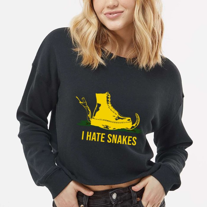I Hate Snakes Don't Thread On Me Flag Cropped Pullover Crew