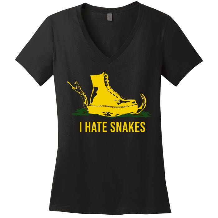 I Hate Snakes Don't Thread On Me Flag Women's V-Neck T-Shirt