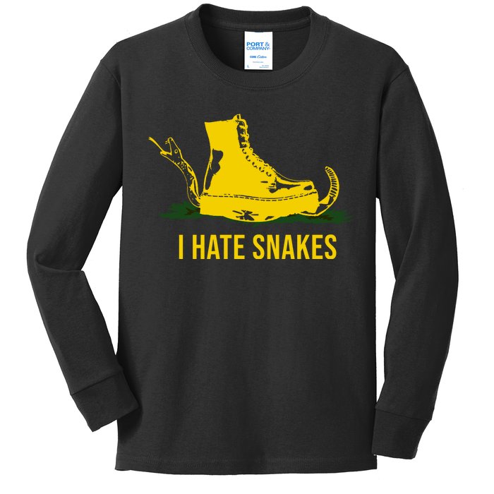 I Hate Snakes Don't Thread On Me Flag Kids Long Sleeve Shirt