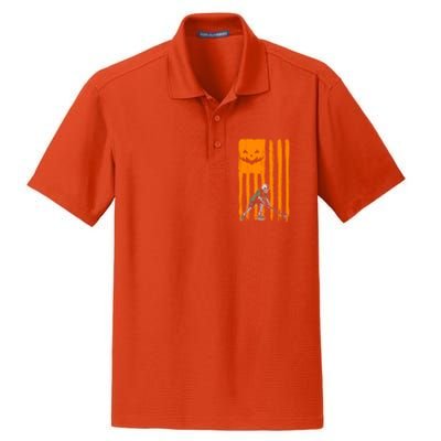 Ice Hockey Skeleton Halloween Boys American Pumpkin Flag Gift Dry Zone Grid Polo