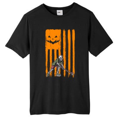 Ice Hockey Skeleton Halloween Boys American Pumpkin Flag Gift Tall Fusion ChromaSoft Performance T-Shirt