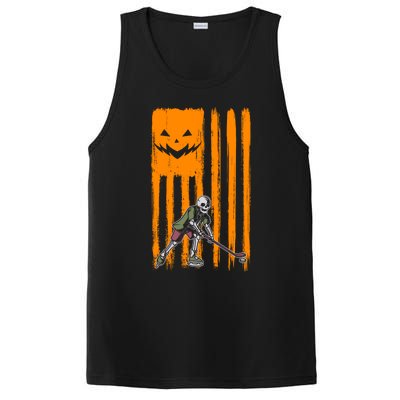 Ice Hockey Skeleton Halloween Boys American Pumpkin Flag Gift PosiCharge Competitor Tank