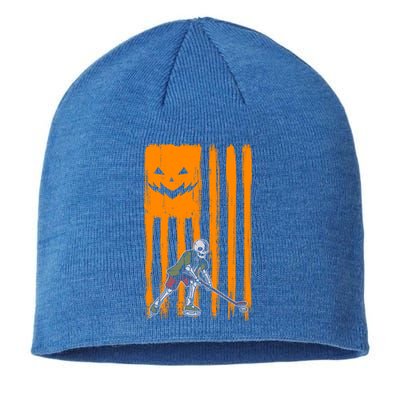 Ice Hockey Skeleton Halloween Boys American Pumpkin Flag Gift Sustainable Beanie