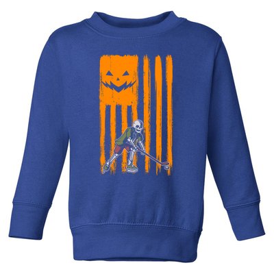 Ice Hockey Skeleton Halloween Boys American Pumpkin Flag Gift Toddler Sweatshirt