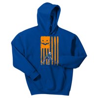 Ice Hockey Skeleton Halloween Boys American Pumpkin Flag Gift Kids Hoodie