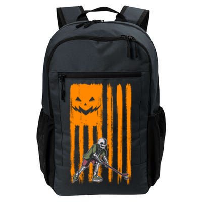 Ice Hockey Skeleton Halloween Boys American Pumpkin Flag Gift Daily Commute Backpack