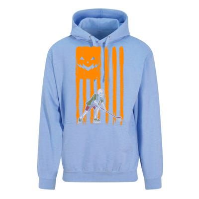 Ice Hockey Skeleton Halloween Boys American Pumpkin Flag Gift Unisex Surf Hoodie