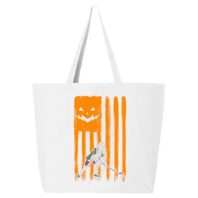 Ice Hockey Skeleton Halloween Boys American Pumpkin Flag Gift 25L Jumbo Tote