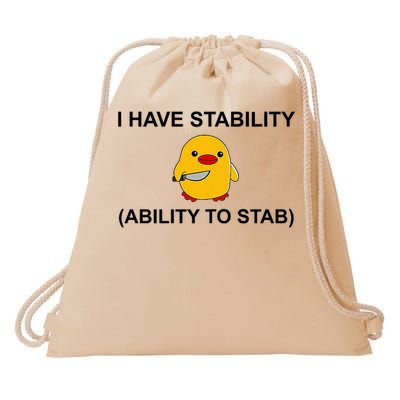 I Have Stability Ability To Stab Funny Cute Duck Funny   Drawstring Bag