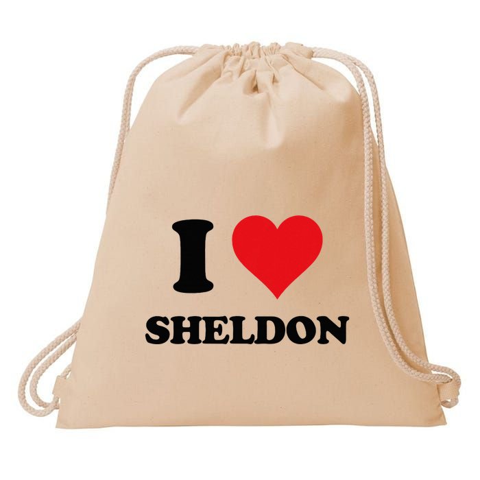 I Heart Sheldon First Name I Love Personalized Stuff Drawstring Bag