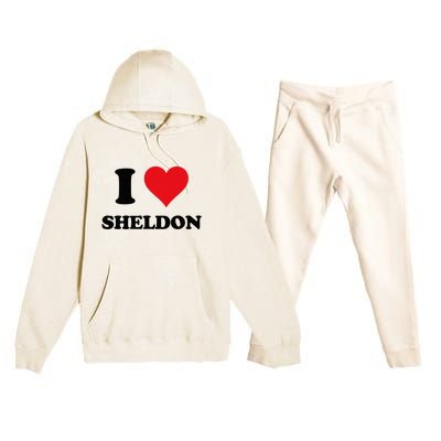 I Heart Sheldon First Name I Love Personalized Stuff Premium Hooded Sweatsuit Set