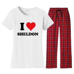 I Heart Sheldon First Name I Love Personalized Stuff Women's Flannel Pajama Set