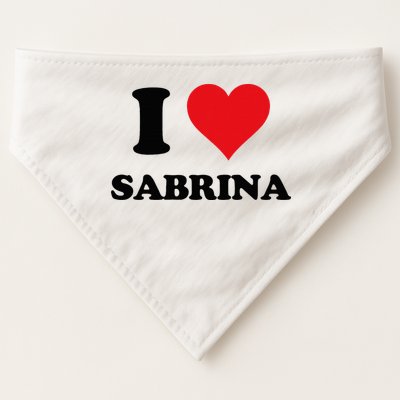 I Heart Sabrina First Name I Love Personalized Stuff USA-Made Doggie Bandana
