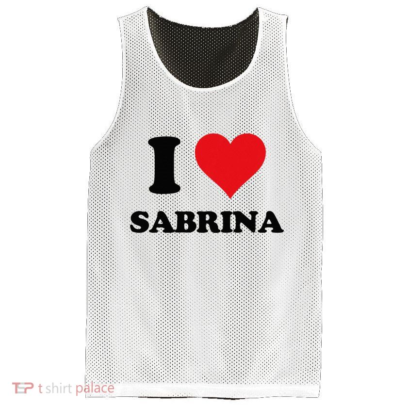 I Heart Sabrina First Name I Love Personalized Stuff Mesh Reversible Basketball Jersey Tank