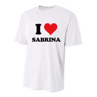 I Heart Sabrina First Name I Love Personalized Stuff Youth Performance Sprint T-Shirt