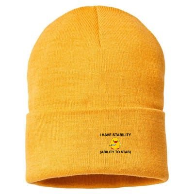 I Have Stability Ability To Stab Funny Cute Duck Funny Sustainable Knit Beanie