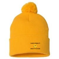 I Have Stability Ability To Stab Funny Cute Duck Funny Pom Pom 12in Knit Beanie