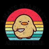 I Have Stability Ability To Stab Meme Funny Duck Retro Stripe Pom Pom Beanie