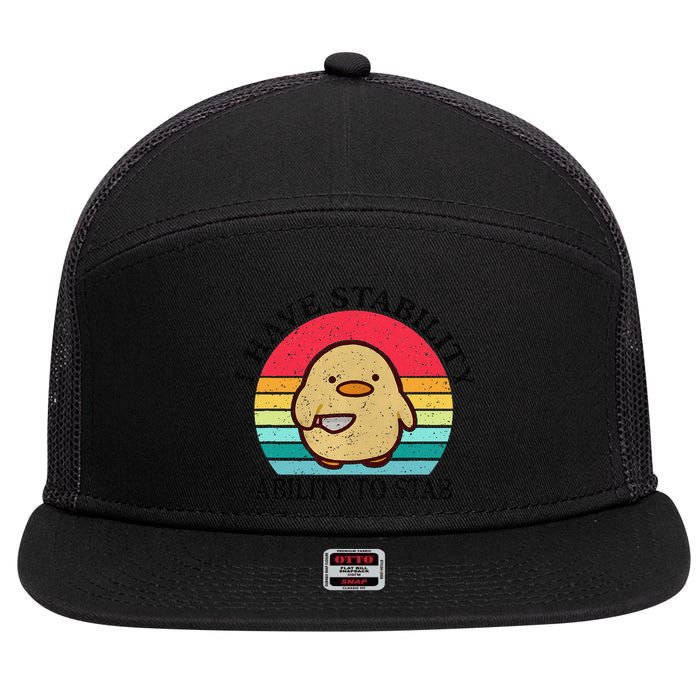 I Have Stability Ability To Stab Meme Funny Duck Retro 7 Panel Mesh Trucker Snapback Hat