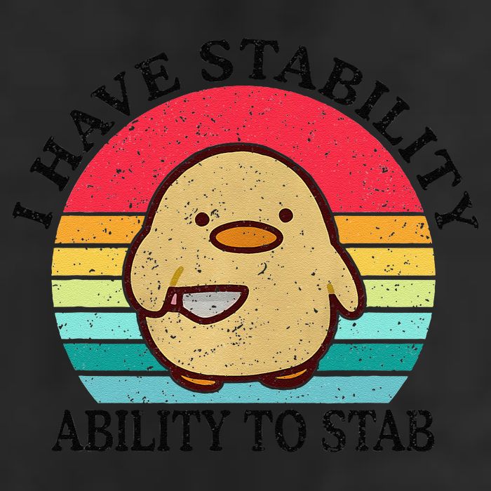 I Have Stability Ability To Stab Meme Funny Duck Retro 7 Panel Mesh Trucker Snapback Hat
