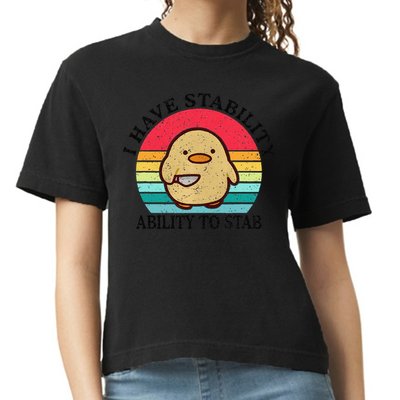 I Have Stability Ability To Stab Meme Funny Duck Retro Comfort Colors Boxy T-Shirt