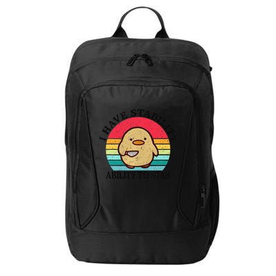 I Have Stability Ability To Stab Meme Funny Duck Retro City Backpack