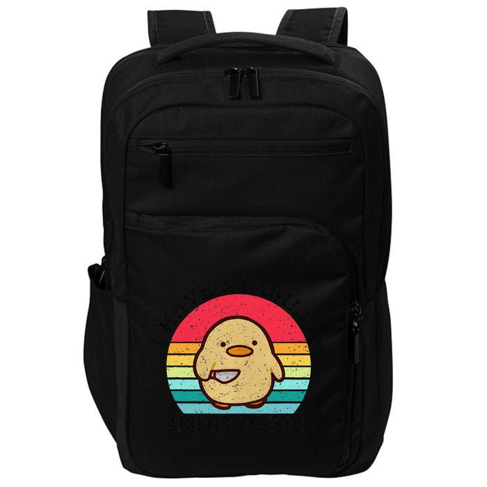I Have Stability Ability To Stab Meme Funny Duck Retro Impact Tech Backpack