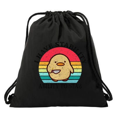 I Have Stability Ability To Stab Meme Funny Duck Retro Drawstring Bag