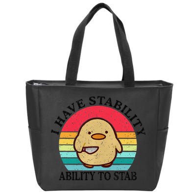 I Have Stability Ability To Stab Meme Funny Duck Retro Zip Tote Bag